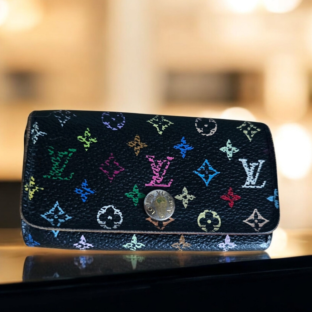 Louis Vuitton Black Multicolor Monogram 4 Key Wallet